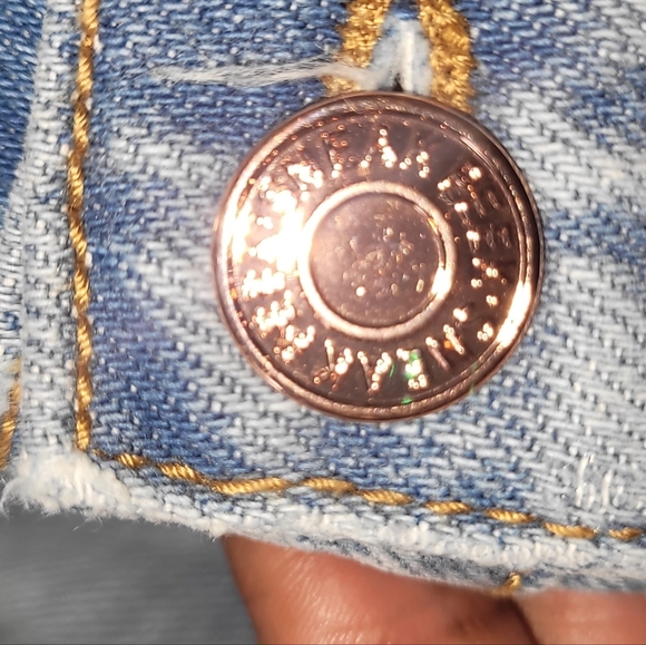 Sneak Peek Blue Jean Shorts with Distressed Raw Hem - Picture 5 of 5